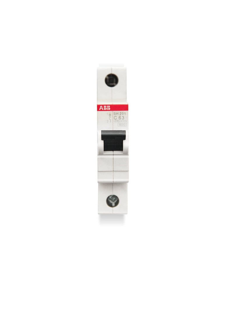 ABB - ABB Miniature Circuit Breaker 63A SP MCB 6KA TYPE C SH201-C63 2CDS211001R0634 - Image 1