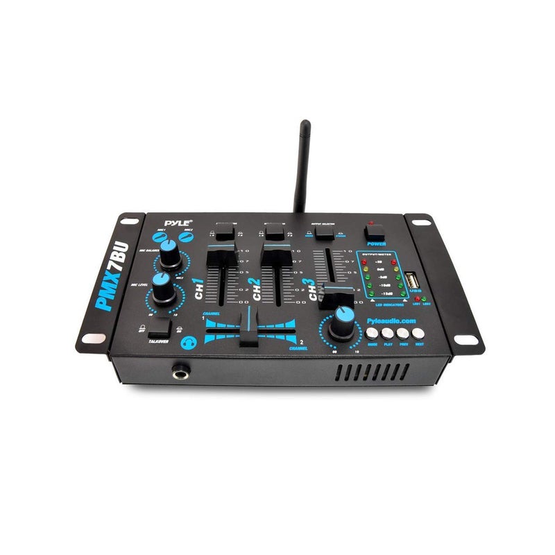 Pyle Wireless DJ Audio Mixer - 3 Channel Bluetooth Compatible DJ Controller Sound Mixer, Mic-Talkover, USB Reader, Dual RCA Phono/Line In, Microphone Input, Headphone Jack, Black - PMX7BU.5 - Image 2