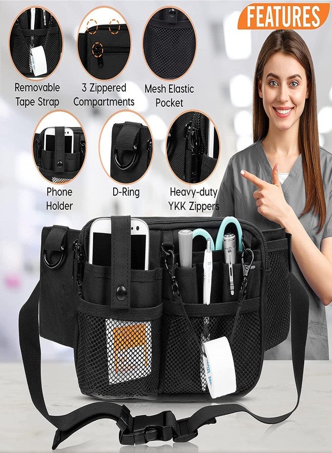 STORICANS Nurse Fanny Pack with Medical Supply Pockets, Adjustable Strap Extends from 25" to 47",Utility Storage, Nurse Essentials for Work,Nurse Gifts;Black - Image 2