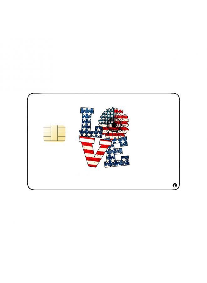 RKN PRINTED BANK CARD STICKER "Love" With The American Flag Drawing - Image 1