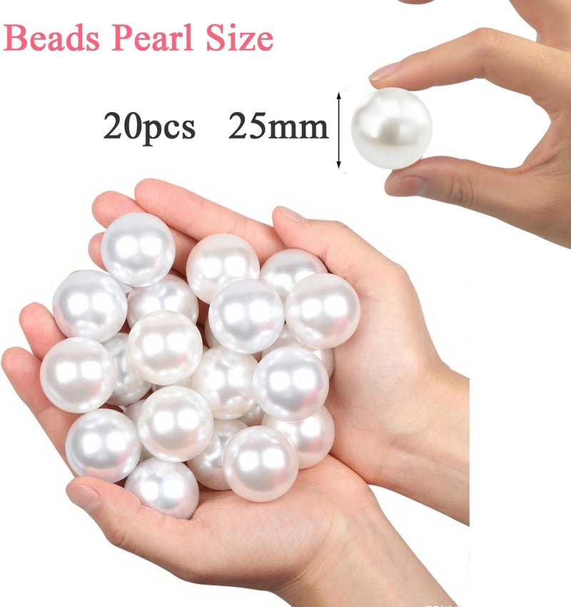 YIXUAN High Gloss Beads, 20 Pieces 25 mm Faux Pearls without Hole, Artificial Pearls without Drilling for Vase Fillers, DIY Crafts, Table Decoration, Wedding Decoration, Home Accessories - Image 2
