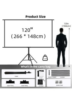 FlashHawk Portable 120 inch 16:9 Foldable Projection Screen Soft Curtain With Tripod Stand and Carrying Bag for Indoor Outdoor Home Theater Backyard Cinema Travel  - Image 2
