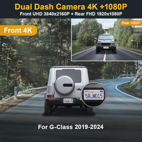 Fitcamx Front 4K+Rear 1080P Dash Cam Adapts for Mercedes-Benz G-Class 2019-2024 G550 (HD2-6166/with 10 Vents), OEM Look, Dual HD Video, WiFi & APP, Loop Recording, G-Sensor, Easy to Set, 128GB Card - Image 2