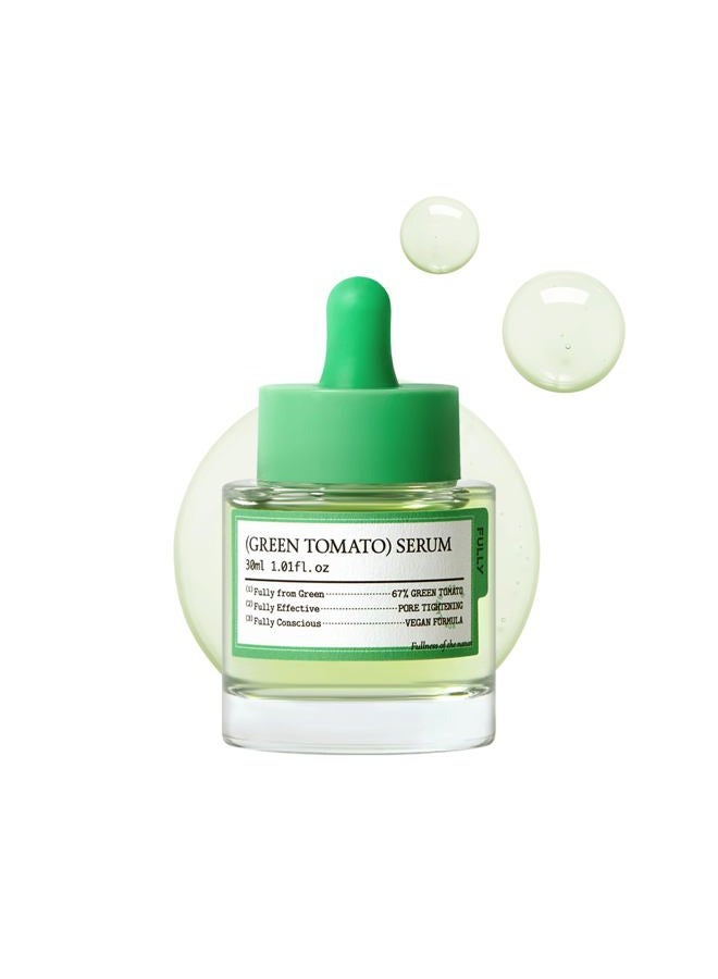 Fully Green Tomato Serum, Pore Tightening with 67% Green Tomato Extract, Vit C and PHA, Elastcity Boosting and Skin Moisturization, Fragrance Free, Vegan & Dermatologically Tested, 1.01 fl.oz - Image 1