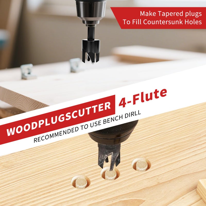 TEWORDA Countersink Drill Bit Set, 15 PCS Adjustable Tapered HSS Drill Bit Set for Woodworking, with Nitrided Surface, Wood Plug Cutters 1/4" Hex Shank Quick Change, for Wood Drilling with Storage Box - Image 5