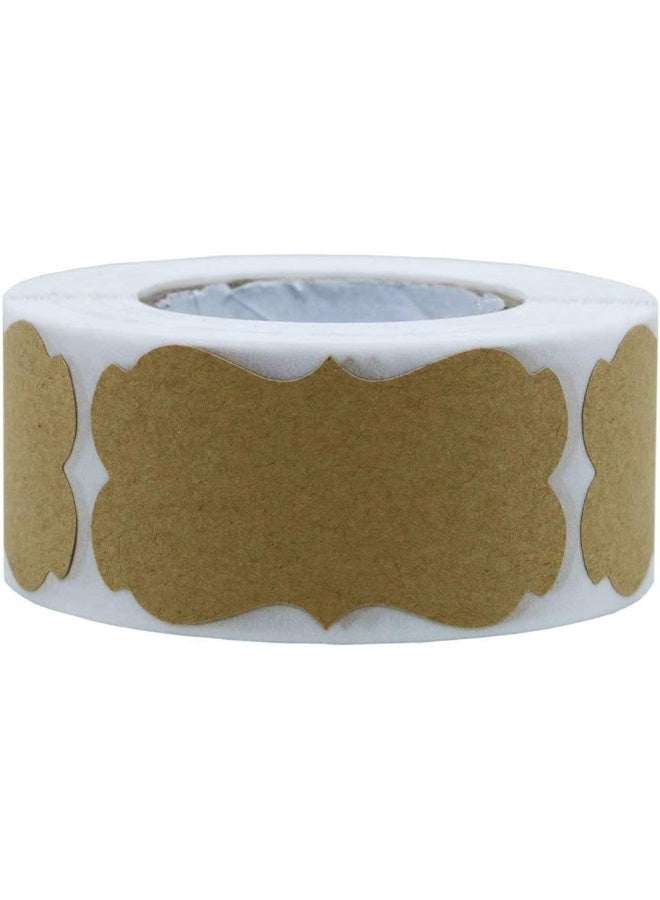 Premify 300 Pieces Brown Kraft Paper Labels Stickers Roll, Blank Kraft Stickers Gift Tags For Cosmetic Gift Decoration Pantry Mason Jars Food Jars Craft Kitchen Chalk Label - Image 1