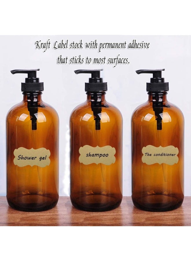 Premify 300 Pieces Brown Kraft Paper Labels Stickers Roll, Blank Kraft Stickers Gift Tags For Cosmetic Gift Decoration Pantry Mason Jars Food Jars Craft Kitchen Chalk Label - Image 3