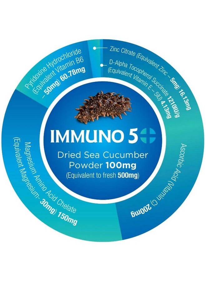 Deep Blue Health - Immuno 5+ Sea Cucumber Immunity Support With Sea Cucumber Extract Vitamin B6 Vitamin C Zinc And Magnesium 550Mg 90 Vege Capsules - Image 1