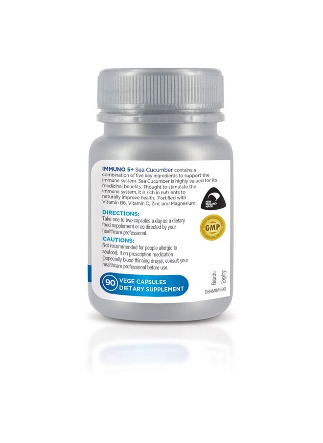 Deep Blue Health - Immuno 5+ Sea Cucumber Immunity Support With Sea Cucumber Extract Vitamin B6 Vitamin C Zinc And Magnesium 550Mg 90 Vege Capsules - Image 1