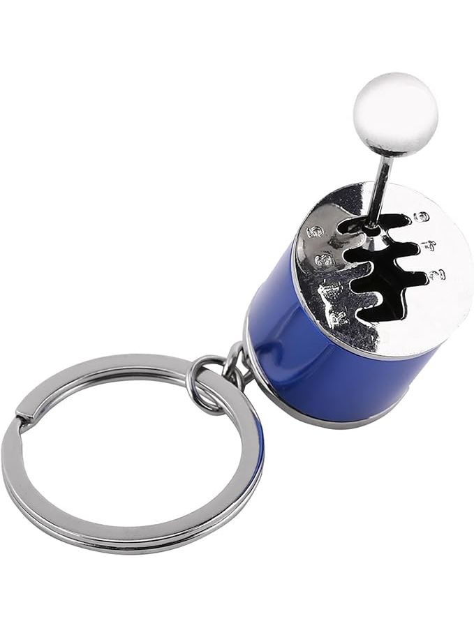 Blue Metal Shift Knob Keychain Lightweight Gear Stick Car Key Ring Collectible Memorable Gift - Image 1