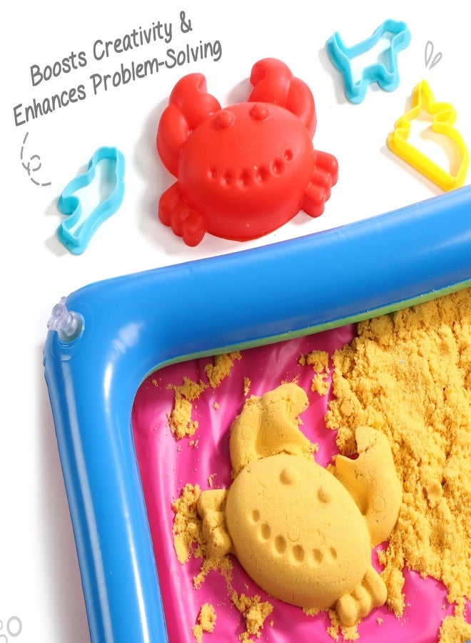 FIRSTCRY INTELLISKILLS مجموعة رمل اللعب السحري المميزة من إنتليس سكيلز، وزن 500 غرام، للأطفال، مجموعة أنشطة فنية وحرفية إبداعية 3 في 1، سلطعون كبير، 7 قوالب أشكال وصينية قابلة للنفخ، لعبة تعليمية حسية للأطفال الصغار من عمر 3 سنوات فما فوق، معتمدة من مكتب المعايير الهندية، صديقة للبيئة - Image 2