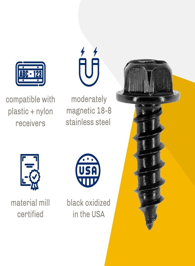 Makers Bolt Black License Plate Screws, Rustproof 18-8 Stainless Steel, Black Oxide Finish Applied in The USA (Pack of 4) - Image 4