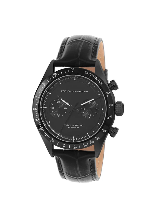 French Connection 40mm Men's Quartz Watch with Black Dial