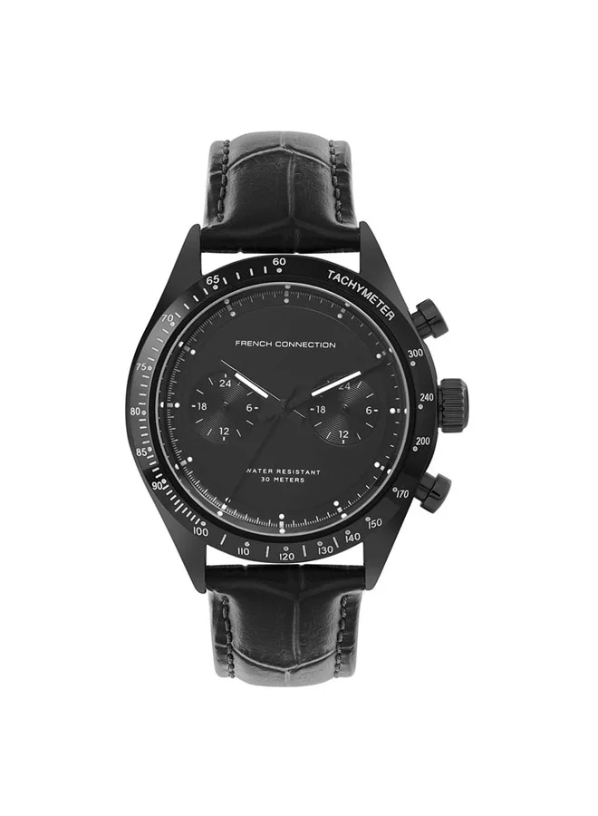 French Connection 40mm Men's Quartz Watch with Black Dial