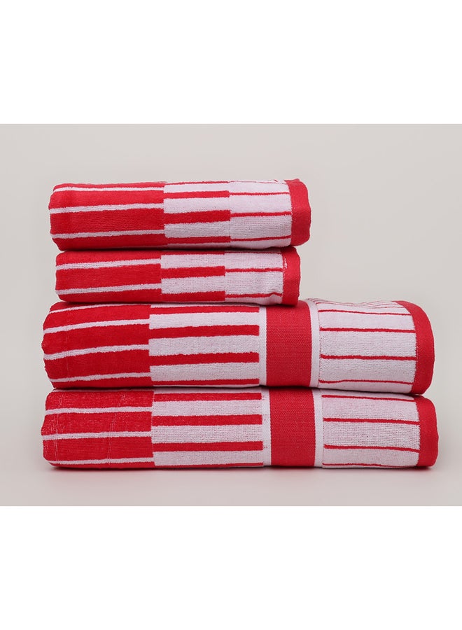 White Rose Towel 4 Piece Bathroom  Set - SPRING COLLECTION - 450 GSM - 100% Cotton Velour - 2 Bath  70X140 cm & 2 Hand  50x90 cm -MultiColour - Modern Stripe Design - Luxury Touch - Extra Absorbent  - Image 2