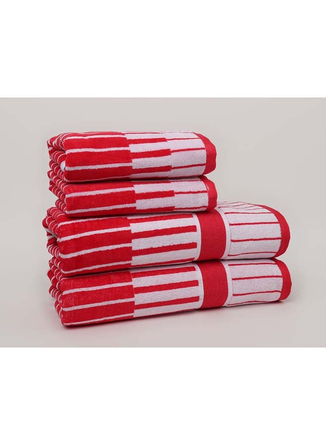 White Rose Towel 4 Piece Bathroom  Set - SPRING COLLECTION - 450 GSM - 100% Cotton Velour - 2 Bath  70X140 cm & 2 Hand  50x90 cm -MultiColour - Modern Stripe Design - Luxury Touch - Extra Absorbent  - Image 3