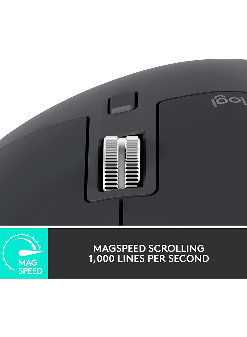 Logitech MX Master 3S - Wireless Performance Mouse with Ultra-fast Scrolling, Ergo, 8K DPI, Track on Glass, Quiet Clicks, USB-C, Bluetooth, Windows, Linux, Chrome - Graphite Graphite - Image 2