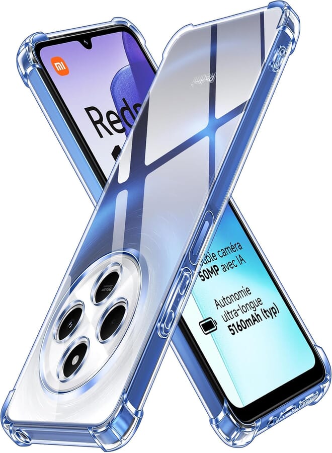 ivoler Case for Xiaomi Redmi 14C 4G/Poco C75, Ultra Transparent Shockproof Silicone Protective Case with Reinforced Corners Clear Thin Soft TPU Bumper Cover