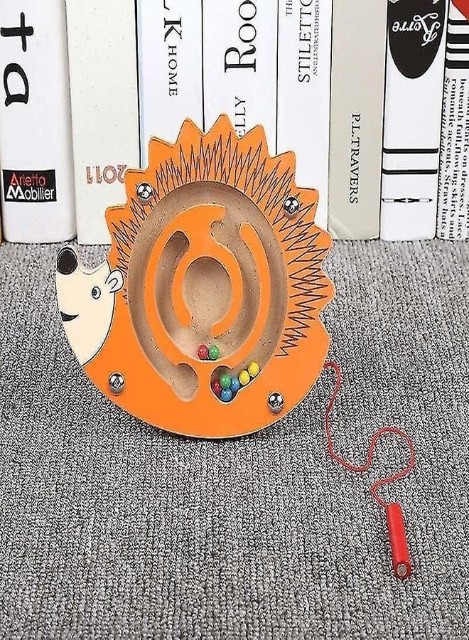 Shoro Magnetic Pen Driving Bead Maze Wooden Jigsaws Puzzle Board Game Educational Toy (Porcupine) - Image 2