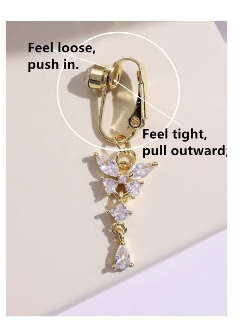 خاتم ثقب زر البطن المزيف بتصميم فراشة وردية للنساء مجوهرات نحاسية - Image 2