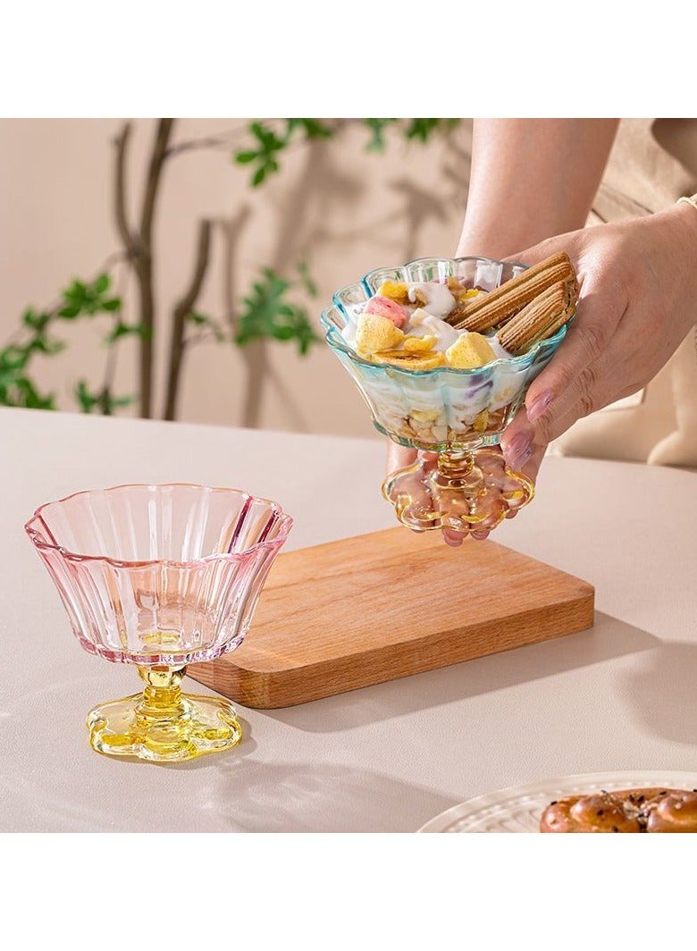 BenQuand 1 Pcs Ice Cream Bowls Drinking Glass Cups, Dessert Bowl Tool,Flower Petal Style Glasses, 8.5 oz, Suitable for Ice cream, Cocktails, Dessert & More - Image 3