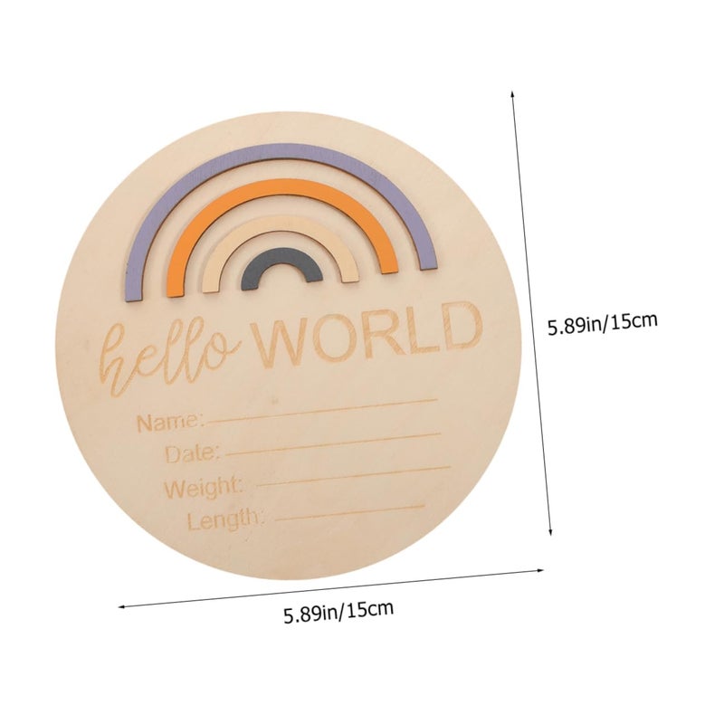 Wooden Baby Announcement Sign Set 2 Pieces Round Newborn Birth Card Home Decor - Image 3