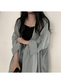 Generic Summer Korean-style Loose Long-sleeved Cardigan Jacket Women's Shirt Southeast Asian Women's Solid Color Thin Coat Sunscreen Clothing For Women 