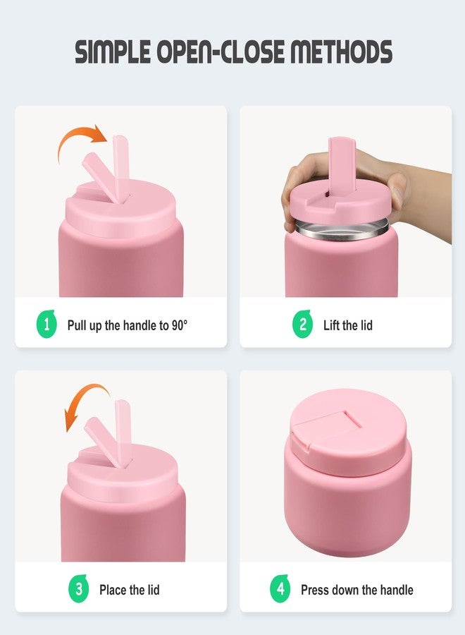 BOSEDSANG 13.5oz Soup Thermo for Hot Food Kids with Buckle Lid Insulated Vacuum Food Jar Wide Mouth Leakproof Stainless Steel Lunch Container- Pink - Image 2