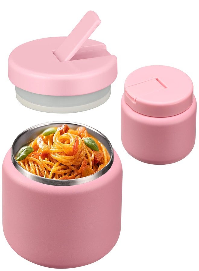 BOSEDSANG 13.5oz Soup Thermo for Hot Food Kids with Buckle Lid Insulated Vacuum Food Jar Wide Mouth Leakproof Stainless Steel Lunch Container- Pink - Image 1