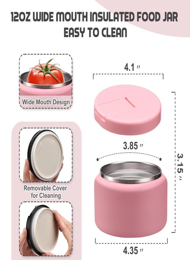 BOSEDSANG 13.5oz Soup Thermo for Hot Food Kids with Buckle Lid Insulated Vacuum Food Jar Wide Mouth Leakproof Stainless Steel Lunch Container- Pink - Image 4