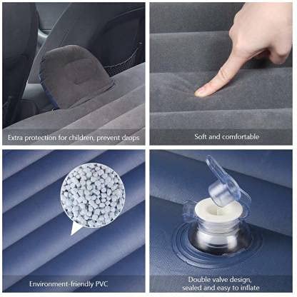 RKPSP RKPSP Inflatable Travel Car Bed Air Sofa with Two Inflatable Pillow for Car Back Seat Fits Most Car Models SUVMPVTruckMinivan Grey - Image 4