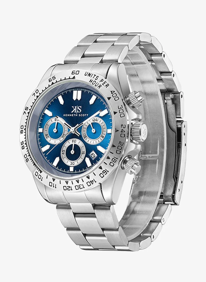 Kenneth Scott Kenneth Scott Men's Blue Dial Multi fn Watch - K23123-SBSL