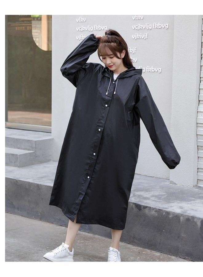 Unisex Outdoor Travel Waterproof Hooded Drawstring Raincoat Jacket Rainwear，EVA Raincoat Thickened Non-Disposable Raincoat Set Lightweight Rainproof Adult Poncho - Image 2