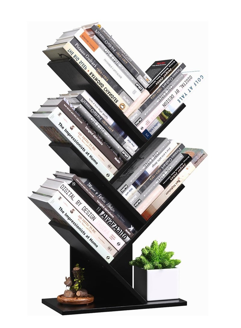 تراسل رف كتب 5 أرفف خزانة كتب قائمة بذاتها ذات مساحة صغيرة برج كتب صغير المساحة للكتب والمجلات والمكتب رف تخزين صغير لسطح المكتب، رفوف تنظيم المرافق لغرفة المعيشة وغرفة النوم  - Image 1