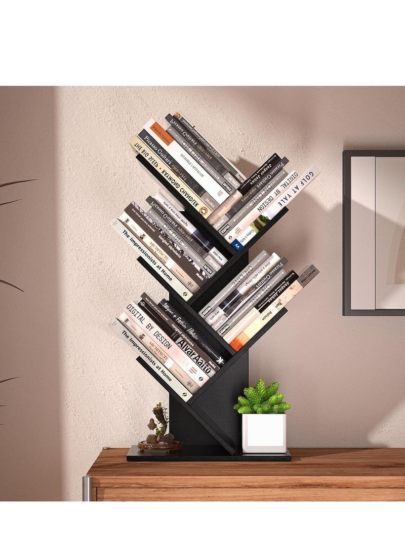 تراسل رف كتب 5 أرفف خزانة كتب قائمة بذاتها ذات مساحة صغيرة برج كتب صغير المساحة للكتب والمجلات والمكتب رف تخزين صغير لسطح المكتب، رفوف تنظيم المرافق لغرفة المعيشة وغرفة النوم  - Image 4