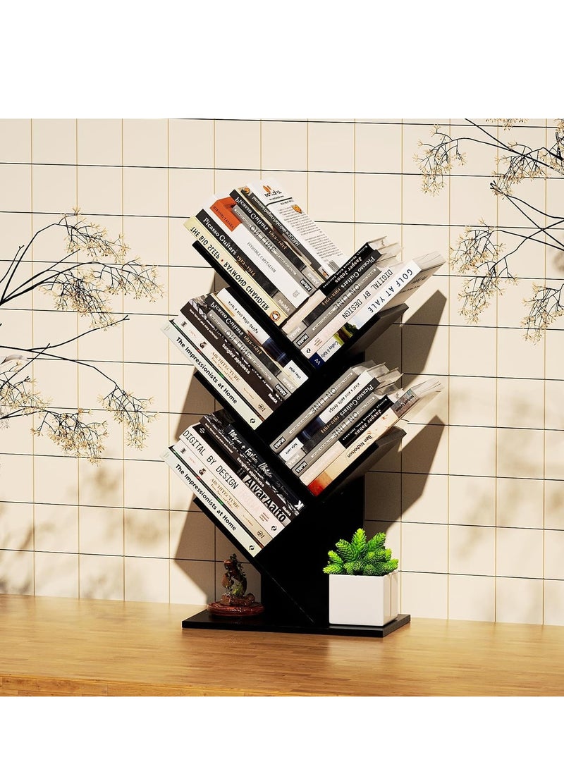 تراسل رف كتب 5 أرفف خزانة كتب قائمة بذاتها ذات مساحة صغيرة برج كتب صغير المساحة للكتب والمجلات والمكتب رف تخزين صغير لسطح المكتب، رفوف تنظيم المرافق لغرفة المعيشة وغرفة النوم  - Image 5