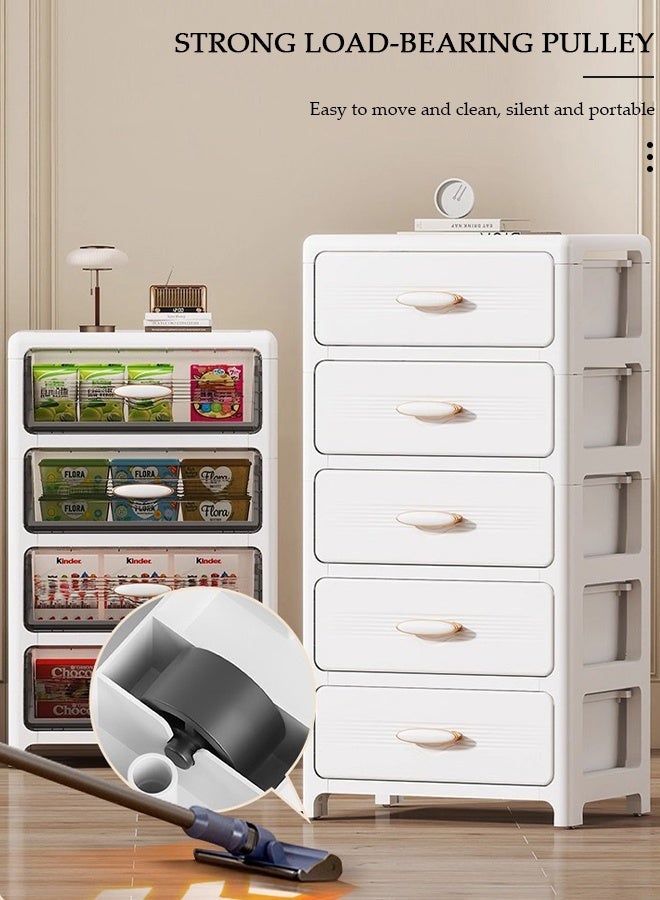 DUNISO 5 Layers Drawer Storage Cabinet Drawer Plastic Containers Box with Wheels 35CM Wide Slit Cabinet Drawer Unit Multipurpose Drawer Storage Organizer for Kitchen Bedroom Bathroom and Living Room - Image 4