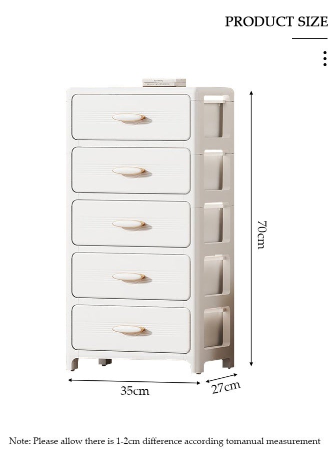 DUNISO 5 Layers Drawer Storage Cabinet Drawer Plastic Containers Box with Wheels 35CM Wide Slit Cabinet Drawer Unit Multipurpose Drawer Storage Organizer for Kitchen Bedroom Bathroom and Living Room - Image 2