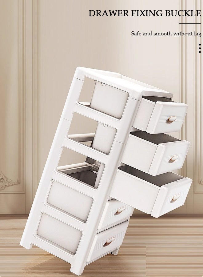 DUNISO 5 Layers Drawer Storage Cabinet Drawer Plastic Containers Box with Wheels 35CM Wide Slit Cabinet Drawer Unit Multipurpose Drawer Storage Organizer for Kitchen Bedroom Bathroom and Living Room - Image 3