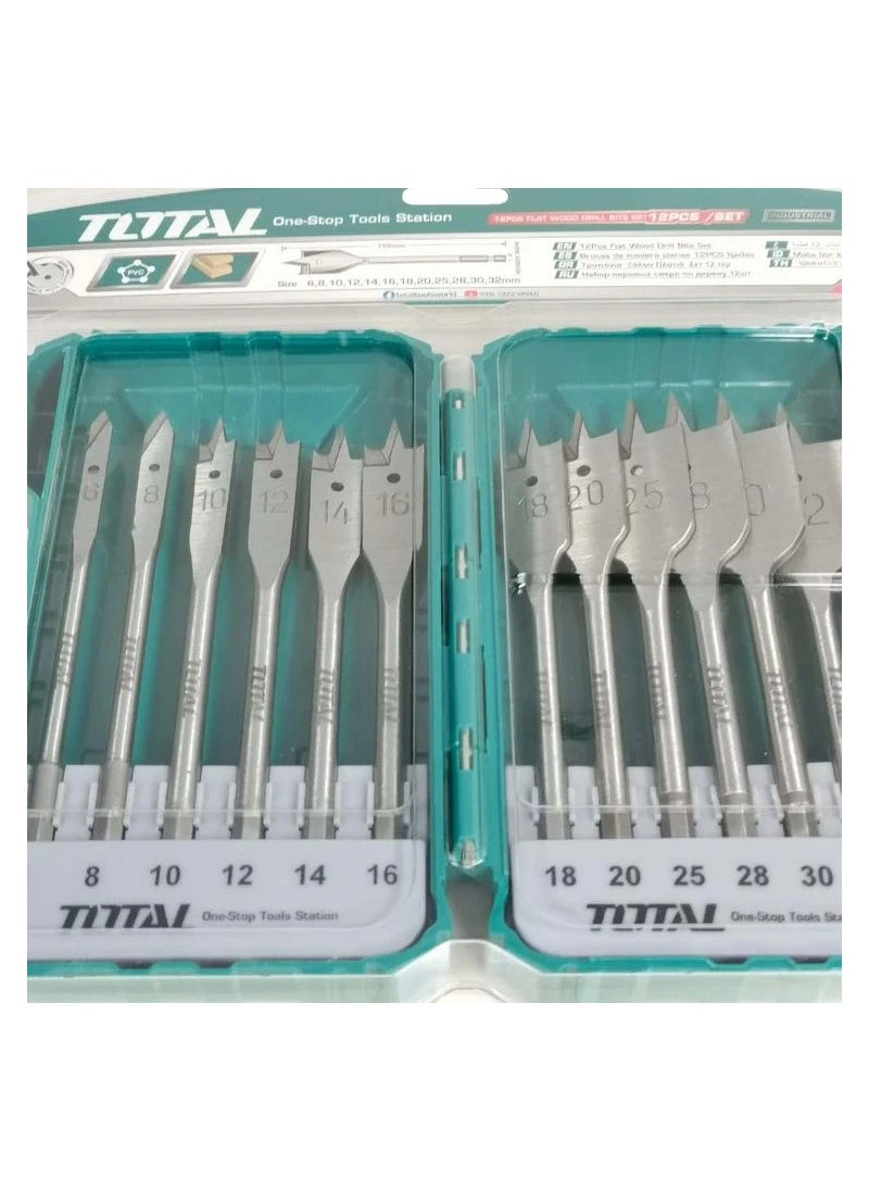 TOTAL Wood Bit 12 Pcs Flat Wood Drill Bits Set -TACSDL1201  - Image 3