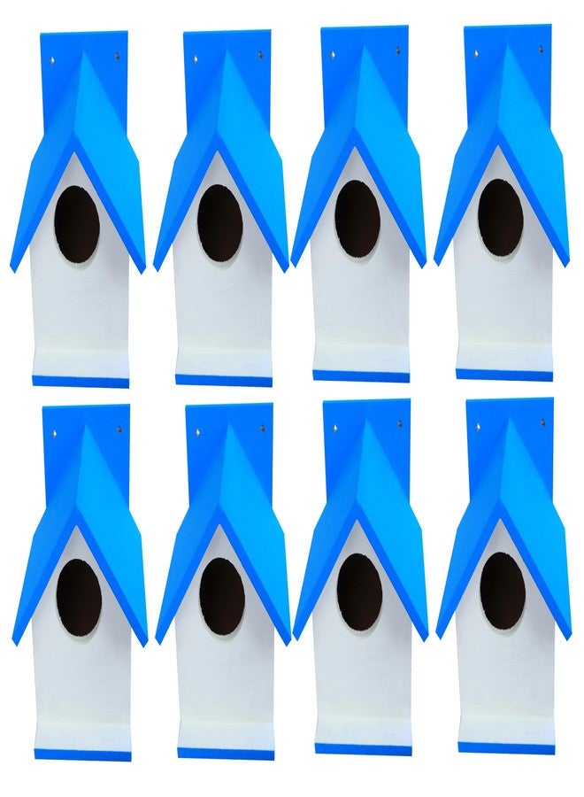 Hellonz Bird House for Sparrow, Budgies & Finches with Air Ventilation and Mounting Hook (Pack of 8) (Blue) - Image 1