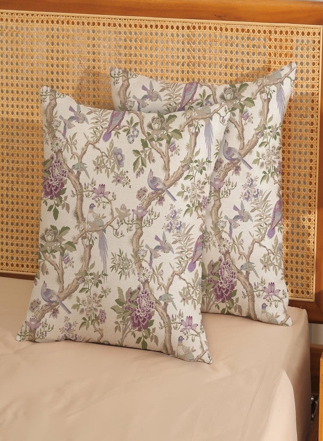 GOLIANDA Chinoiserie Pillow Covers 18x18 Set of 2 Purple Green Floral Bird Throw Pillows Vintage Flowers Bird Decorative Pillow Cases Outdoor Chinoiserie Decor Farmhouse Cushion Case for Couch Sofa - Image 2