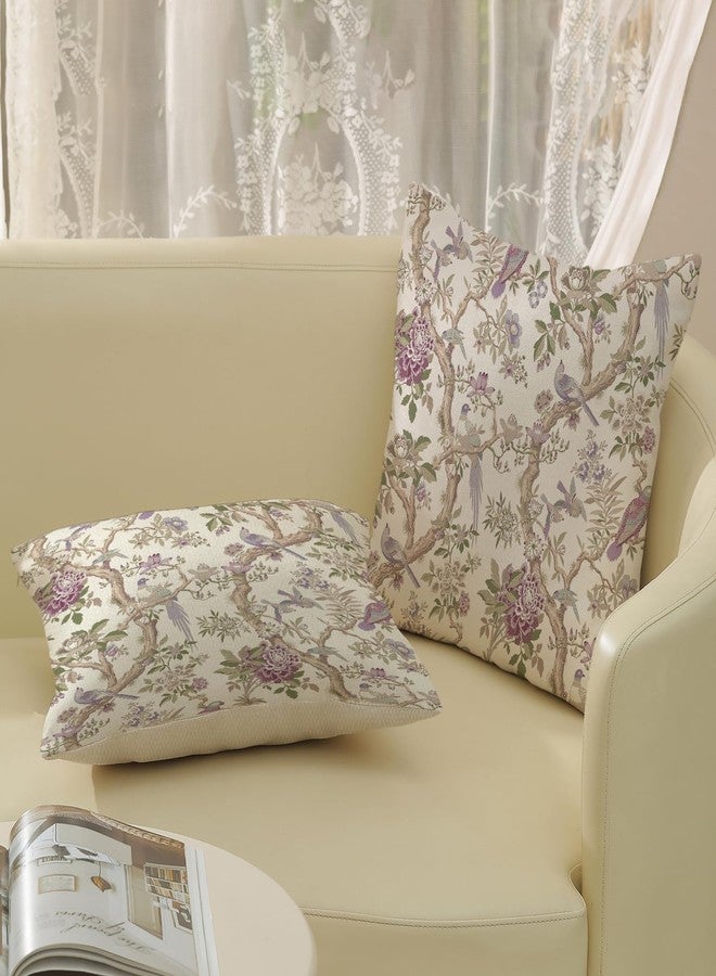 GOLIANDA Chinoiserie Pillow Covers 18x18 Set of 2 Purple Green Floral Bird Throw Pillows Vintage Flowers Bird Decorative Pillow Cases Outdoor Chinoiserie Decor Farmhouse Cushion Case for Couch Sofa - Image 4