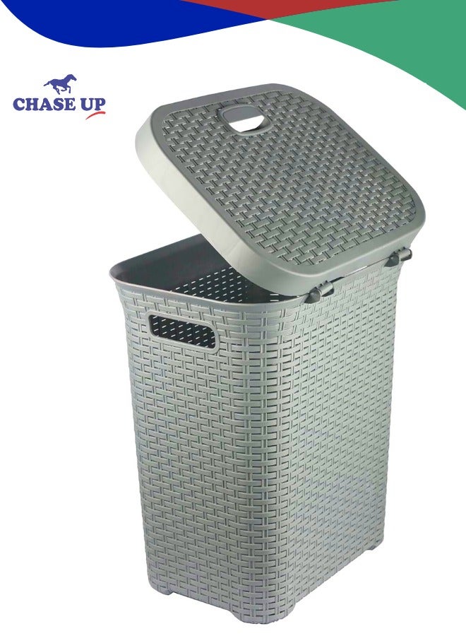 Chase Up Laundry Basket with Lid, Grey, 50L Capacity - Image 1