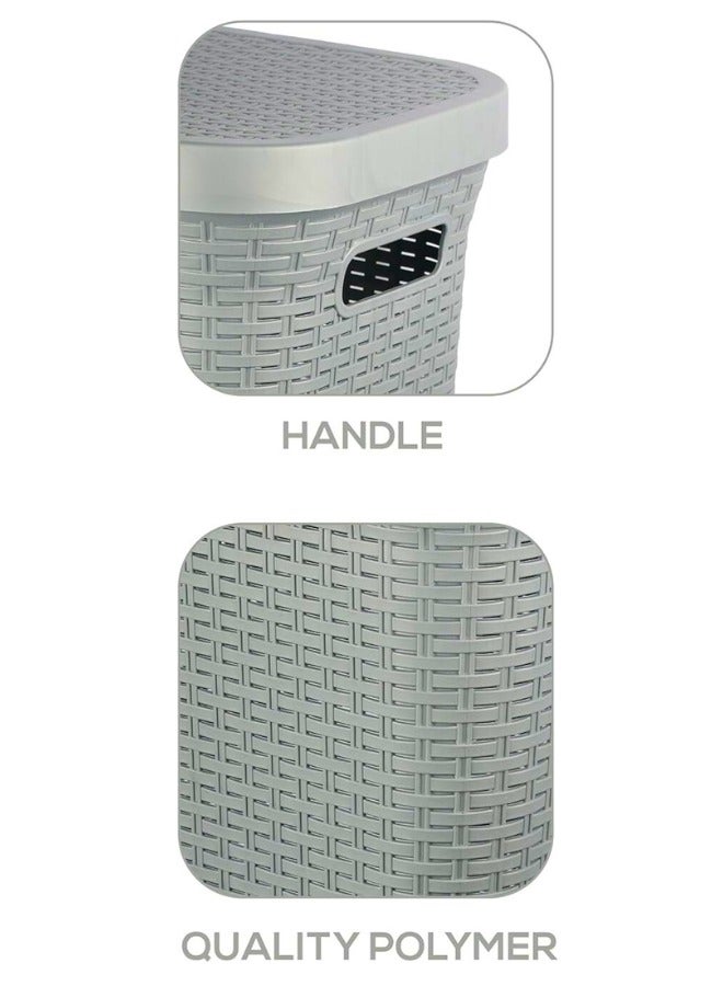 Chase Up Laundry Basket with Lid, Grey, 50L Capacity - Image 2