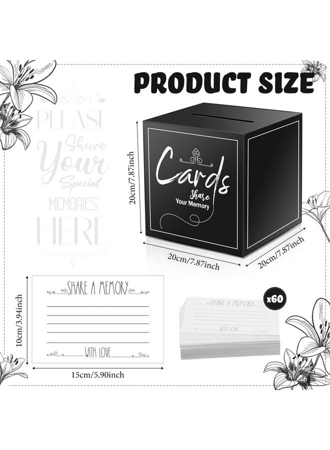 Fumete 66 Pcs Funeral Guest Book Set Funeral Memorial Card Box Share a Memory Card Guest Book Pen Wooden Pen Holder Memory Table Signs Funeral Decorations Memory Signs for Funerals Farewell (Black) - Image 2