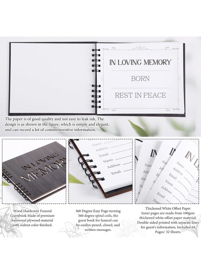 Fumete 66 Pcs Funeral Guest Book Set Funeral Memorial Card Box Share a Memory Card Guest Book Pen Wooden Pen Holder Memory Table Signs Funeral Decorations Memory Signs for Funerals Farewell (Black) - Image 4