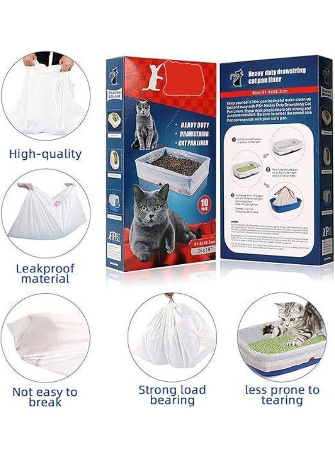 بطانة صندوق القمامة القط ، كسول لا مجرفة ، إغلاق ذاتي قابل للتصرف ، حقيبة مرحاض دليل التسرب ، قوية ، دائمة ، مع سلسلة ، سهلة التنظيف مناسبة لصندوق القمامة القط الثقيلة ،10 جهاز كمبيوتر شخصي - Image 5