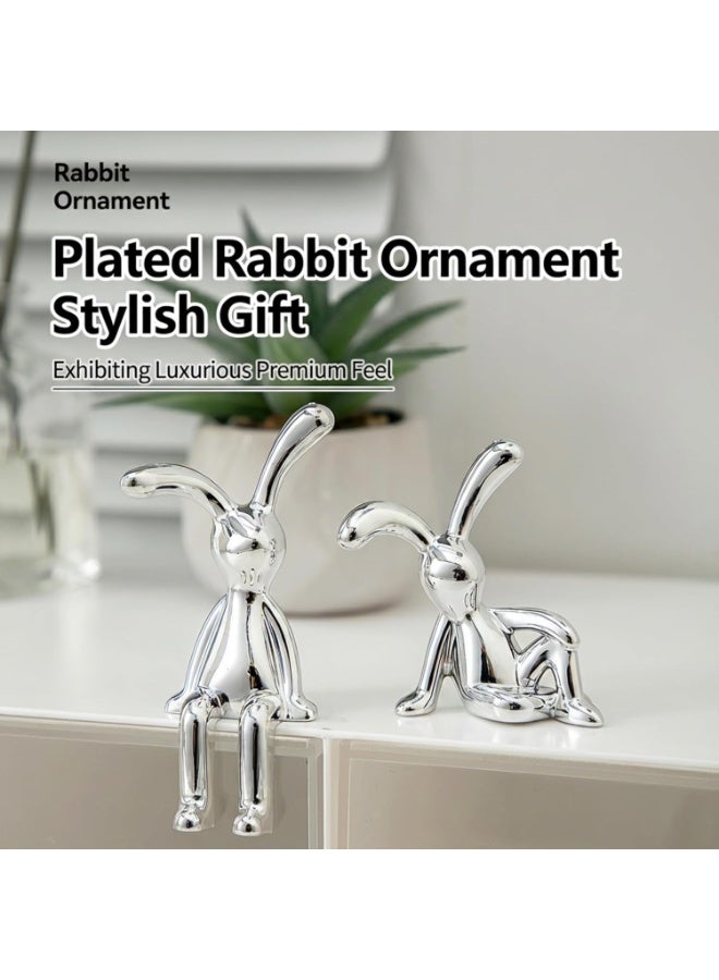 Set of 2 Rabbit Car Ornaments, Light Luxury Ornaments Cute Car Interiors, 3D Long-Ear Bunny Decor with Adhesive Backing, Cute Tabletop Ornament - Image 5