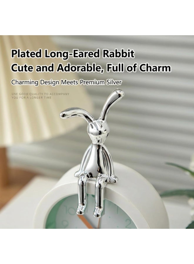 Set of 2 Rabbit Car Ornaments, Light Luxury Ornaments Cute Car Interiors, 3D Long-Ear Bunny Decor with Adhesive Backing, Cute Tabletop Ornament - Image 3